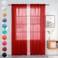 Solid Sheer Rod Pocket Curtain Voile Draperies 2 Panels White Beige Black Grey Ivory 52 Inch Width 72 Inch Long 1 Pair for Kitchen Bedroom Children Living Room Yard (Christmas Red / 52"W x 72"L (Pack of 2))