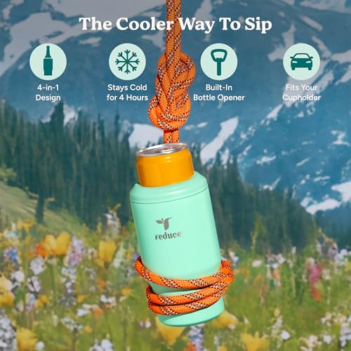 4-in-1 Drink Cooler - Versatile Can & Bottle Holder with Vacuum Insulation - Keeps Drinks Cold Up to 4 Hours - Includes Bottle Opener - Fits Cupholders & Dishwasher Safe - 14oz - Cloud Blue (Cloud Blue / Single)