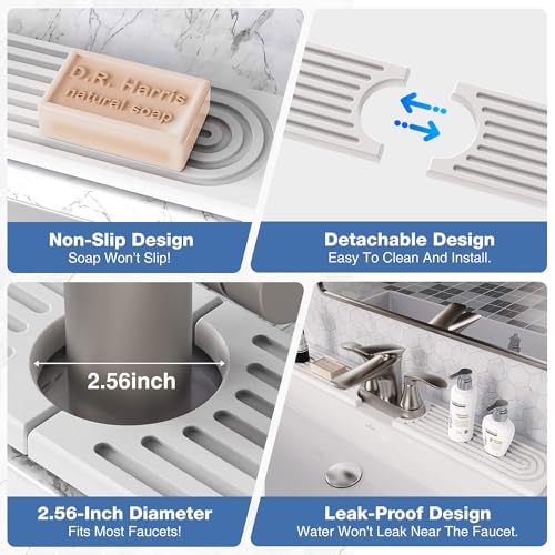 Faucet Mat for Kitchen Sink (15.8" x 4" / White)