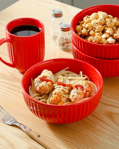 Large Ceramic Serving Bowls 42 Oz (Red / 42 Oz)