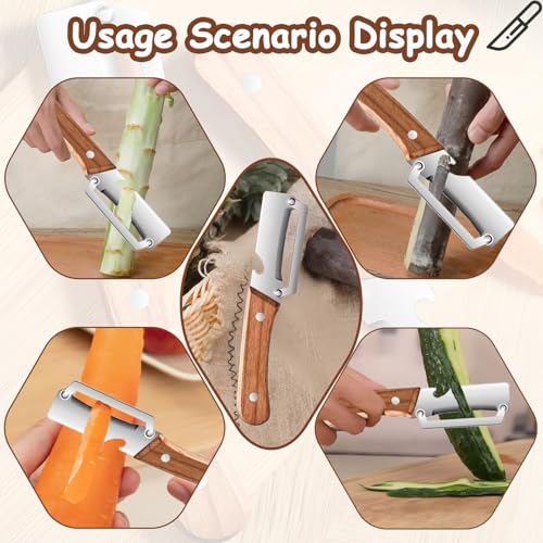 Premium Vegetable Peeler with Wooden Handle and Bottle Opener (1PCS)