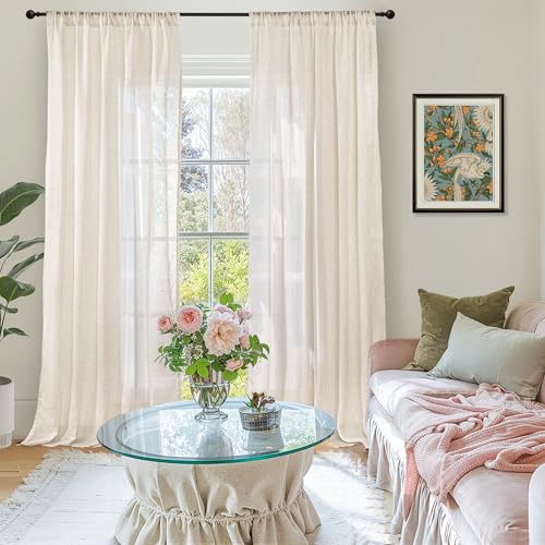 Oatmeal Linen Curtains 52 X 96 Inches Long for Living Room (Oatmeal / 52"W x 96"L (Pack of 2))