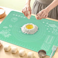 Silicone Pastry Mat 28" x 20" Extra Thick Non Stick Baking Mat with Measurements and Edge Heightening (Green / 28"L x 20"W)