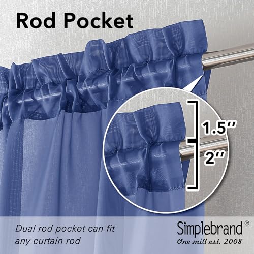 Royal Blue Sheer Curtains 63 Inch Length 2 Panels (Royal Blue / 42"W x 63"L (Pack of 2))