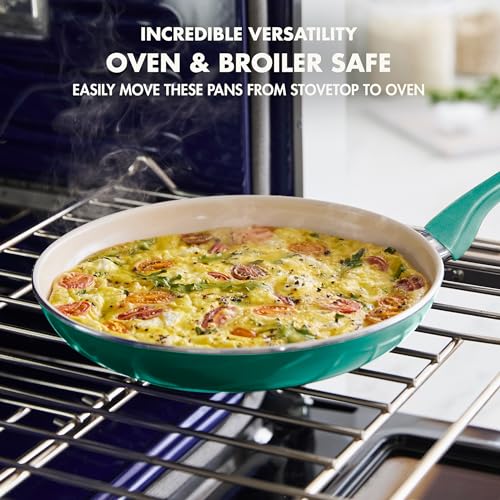 Rio Healthy Ceramic Nonstick 8" Frying Pan Skillet and Silicone Spatula Set (8" and Spatula Set / Turquoise)
