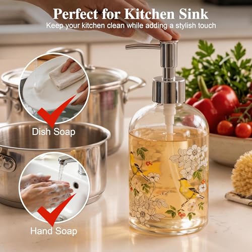 17oz Hand and Dish Soap Dispenser Set (Purple&bird)