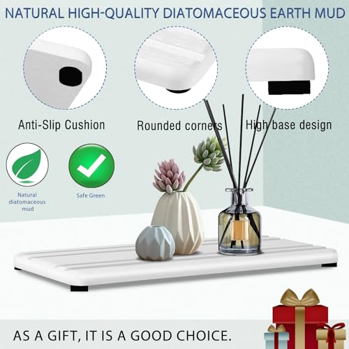 3PCS Water Absorbing Stone Tray (1pcs 21×10cm + 2pcs 10×10cm White Stripe)