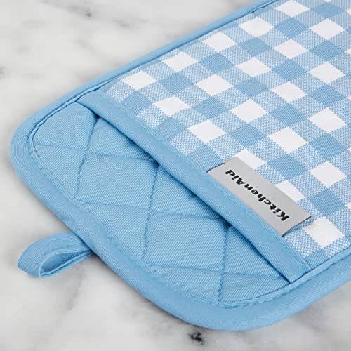 Gingham Pot Holder 2 (Blue Velvet / 7"x10")