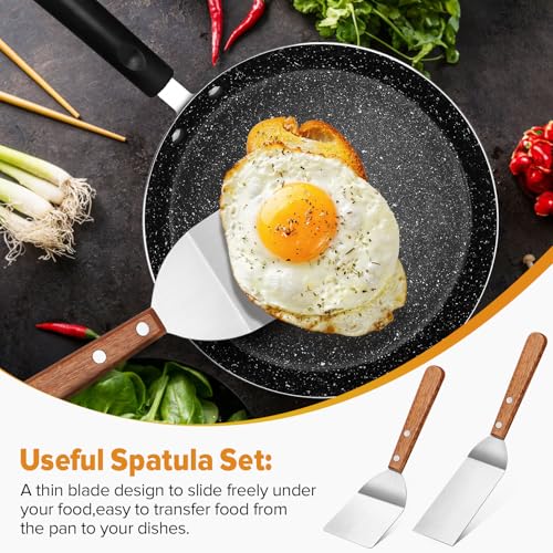 Small Mini Tiny Metal Spatula Turner Set with Wood Handle (Extra Small)