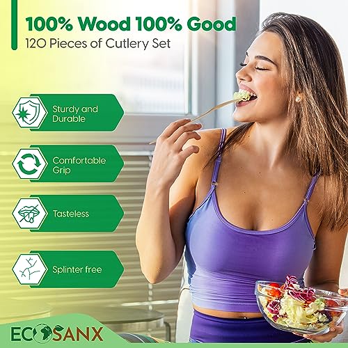 120 PCs Wooden forks for eating 6.3" Splinter Free Compostable Forks