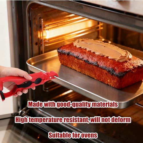 2pcs 3-in-1 Hot Plate Grippers, Premium Non-Slip Kitchen Anti-Scalding Clips High Temperature Resistant Kitchen Dish Tongs Holder for Bowl & Plate Lifter and Can Opening (Red)