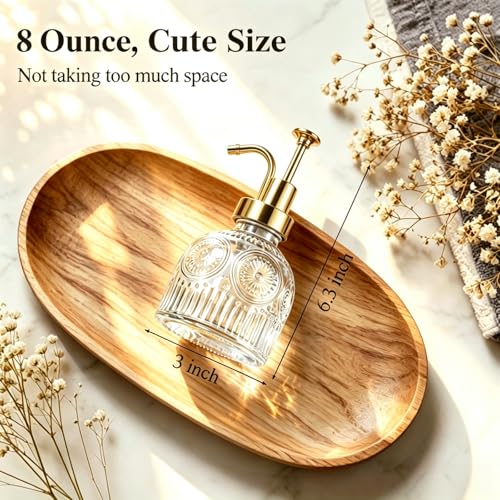 8 Oz Clear Glass Soap Dispenser with Rust Proof Gold Pump (Clear-gold Pump-1 Pack)