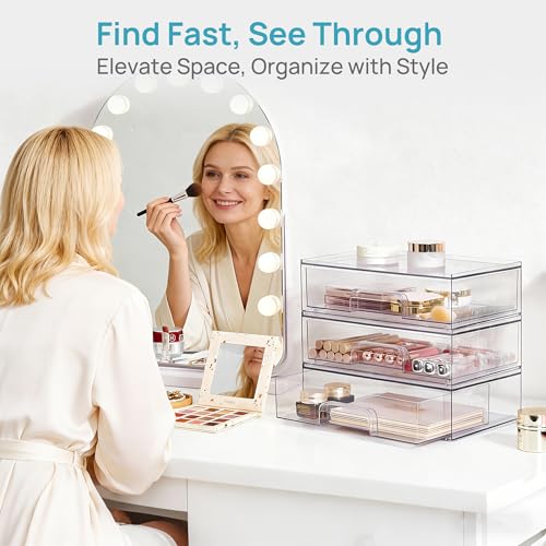 Clear Stackable Storage Drawers (Wide-2pack-Clear)