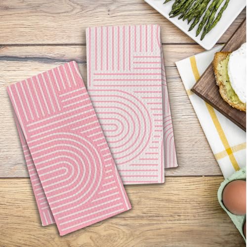 Abstract Boho Pink Kitchen Towels (Pink / Casual)