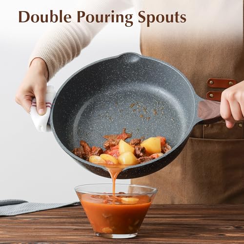 Nonstick Deep Frying Pan Skillet (Gray / 12-inch/5QT)