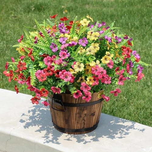 Artificial Faux Outdoor Flowers Plants for Summer Outside Decoration (Mixed Flower+grass)