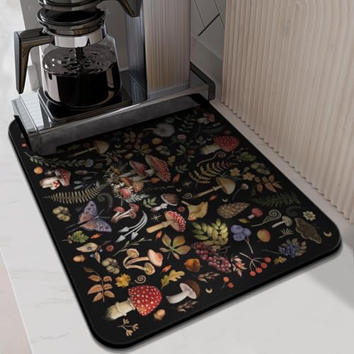 Dish Drying Mat Kitchen Decor Countertop (Mushroom / 24" x 18")