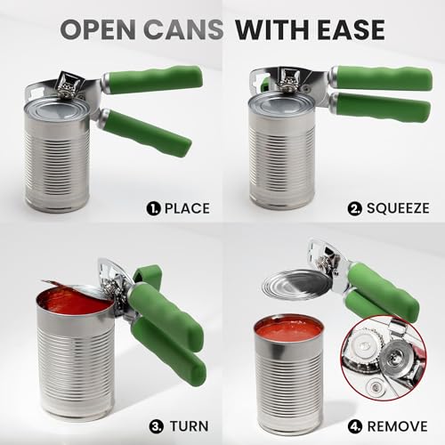 Manual Can Opener Heavy Duty Patented Stainless Steel (Artichoke Green / Comfy Grip)