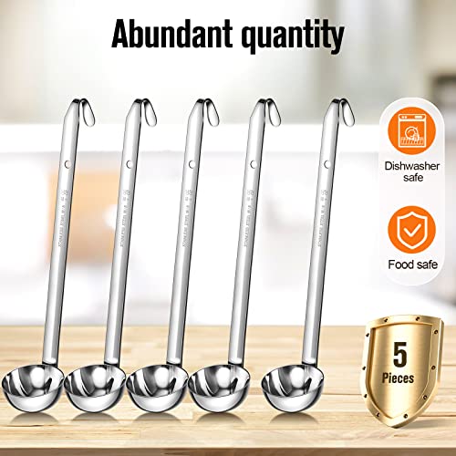 5 Pcs Soup Ladles Stainless Steel Serving Ladles with Long Handle for Serving (3 oz)