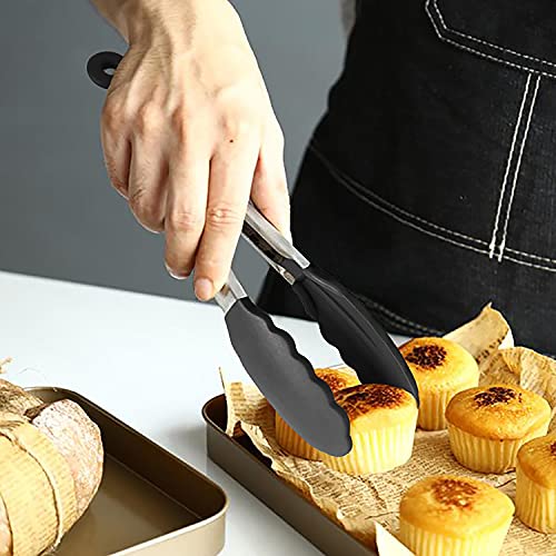 Mini Tongs with Silicone Tips 7 (7-Inch / Black)