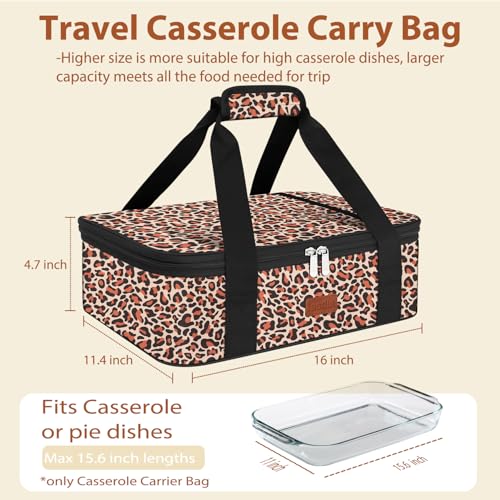 Insulated Casserole Carrier Bag (Leopard / 16x11.4x4.7inch)