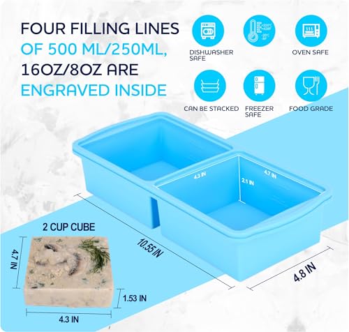 Silicone freezer molds (Blue-2 cup)