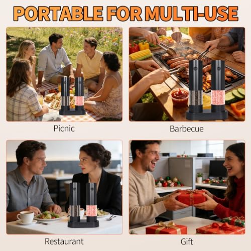 Electric Salt & Pepper Grinder Set of 2 (Black Set)