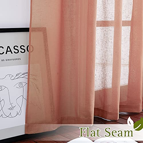 Semi Sheer Linen Patio Curtains for Sliding Door (70"W x 84"L (Pack of 2) / Burnt Orange)