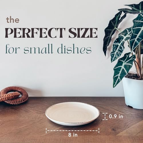 Ceramic Helix Swirl Salad Plates Set of 6 (8 In / Snowy White)
