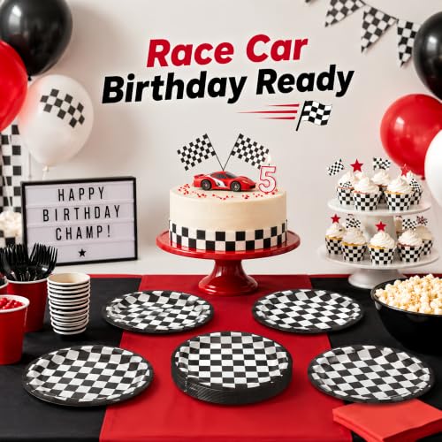 50 Pack Checkered Paper Plates