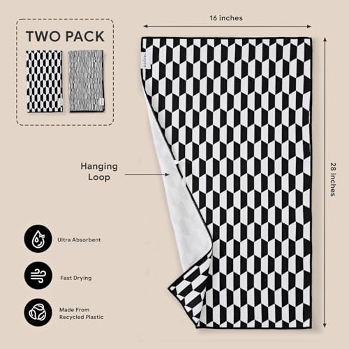 Waffle Kitchen Towel Set of 2 (Black & White Mirage)