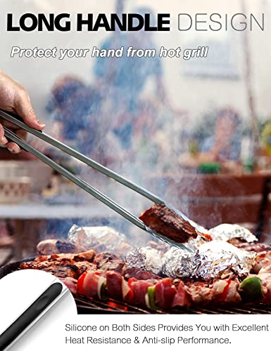 Extra Long Stainless Steel Grilling Locking Tong (17 Inch / 1 Pc Stainless Steel - Black)