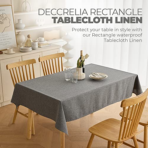 Faux Linen Waterproof Tablecloth (Dark Grey / 144" x 60" (Rectangular))