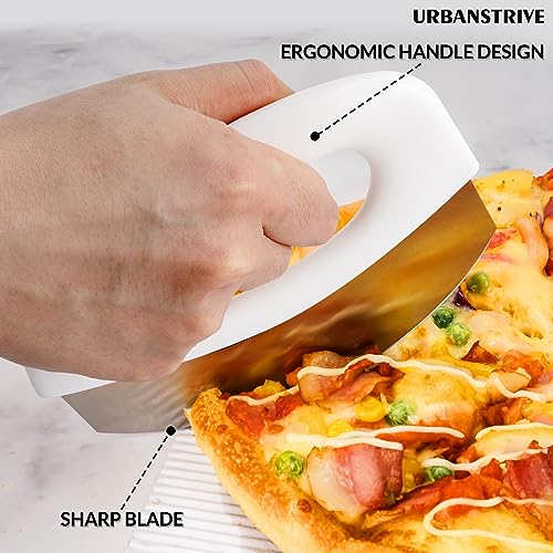 Pizza Cutter with Blade Cover Stainless Steel Upgraded Sharper Blade White (White)
