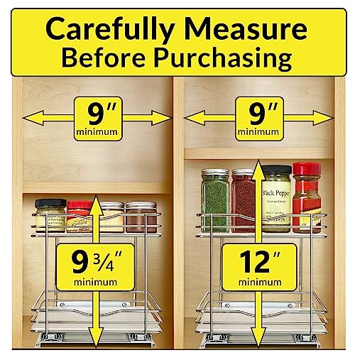 Pull Out Spice Organization for Cabinets (Chrome / 8-1/4" - 2 Tier)