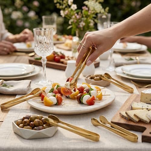 6 Piece Gold Mini Serving Tongs