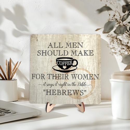 Coffee Bar Sign Plaque (Beige1 / 5.9 x 5.9 x 0.32 inches)
