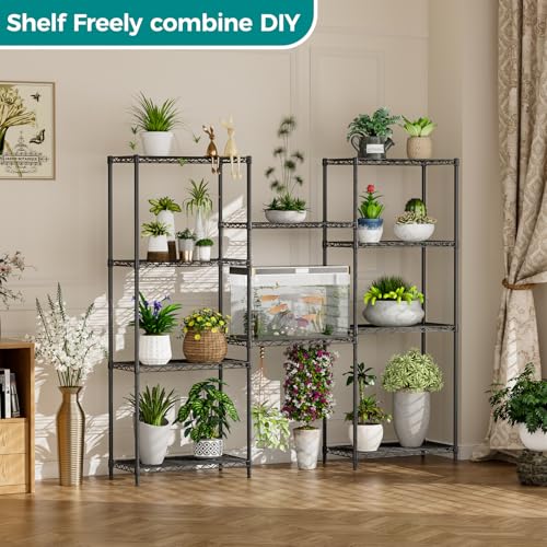 5 Metal Shelves Wire Shelving Storage Shelf Adjustable Unit Pantry (Black / 5 Tier 12"Dx22"Wx59"H)