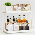 Coffee Bar Organizer for Countertop (White+gold)
