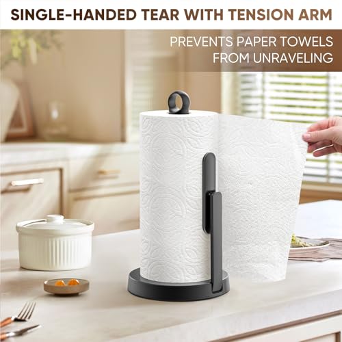 Heavy Duty Paper Towel Holder with Tension Arm (Black)