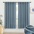 Linen Semi Sheer Curtains 63 inch Length for Living Room Office (Stone Blue / 52"W x 63"L (Pack of 2))
