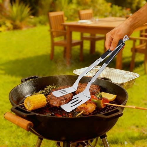 13.5 inch Stainless Steel Tongs for Cooking (13.5 Inch / Black)