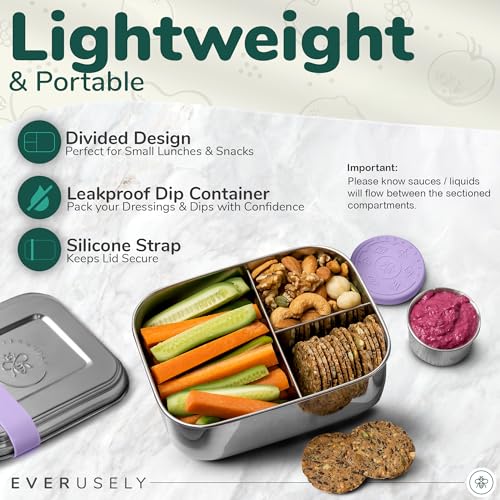 Stainless Steel Bento Box + Condiment Container (Lavender / 37oz / 1100ml)