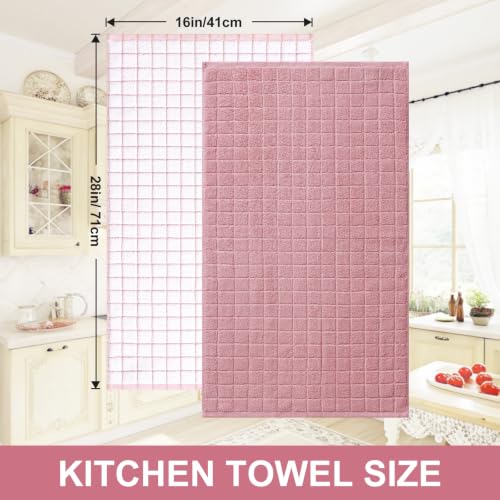 Large Premium Cotton Kitchen Towels 16"x 28" (Rose / 16" X 28" - 12 Pack)