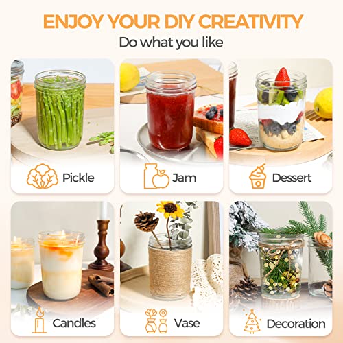 16 oz Wide Mouth Mason Jars Bulk Set (16 fl oz x 8 - Wide Mouth)