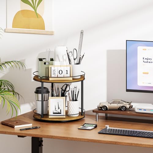 12.4" Lazy Susan Organizer 2 Tier (Brown-12.4")
