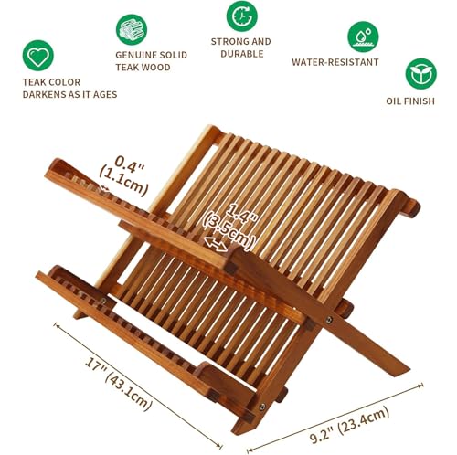 Teak Wood Dish Drying Rack (2 Tier-Compact)