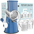 Rotary Cheese Grater Hand Crank Cheese Shredder for Fresh Cheese (5 BLADES / Dark Blue)