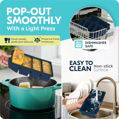 Silicone Freezer Trays with Lids (Dark Blue)