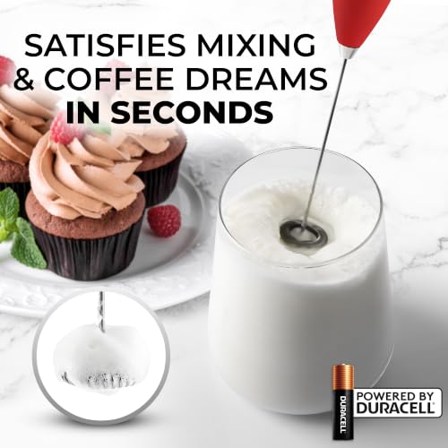 Zulay Powerful Milk Frother for Coffee with Upgraded Titanium Motor (Fire Red / OG Frother)